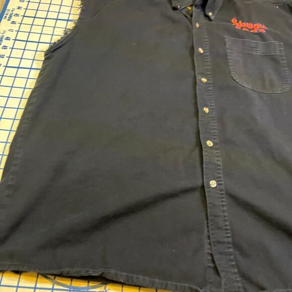 Strugis 2005 Denim Button Shirt Size XL Black Sleeveless Chest Embroidery - Picture 7 of 10